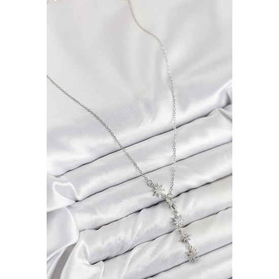 316L Çelik Yıldız Model Gümüş Renk Kadın Kolye - TJ-BKO10500