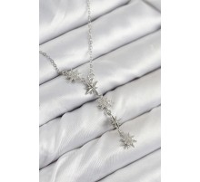 316L Çelik Yıldız Model Gümüş Renk Kadın Kolye - TJ-BKO10500