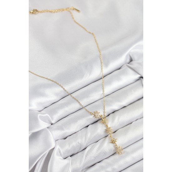 316L Çelik Yıldız Model Gold Renk Kadın Kolye - TJ-BKO10501