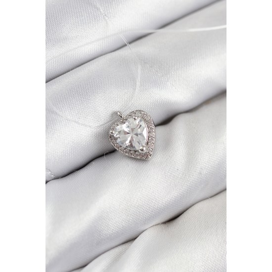 Misineli Kalp Model Gümüş Renk Hayalet Kolye - TJ-BKO10503