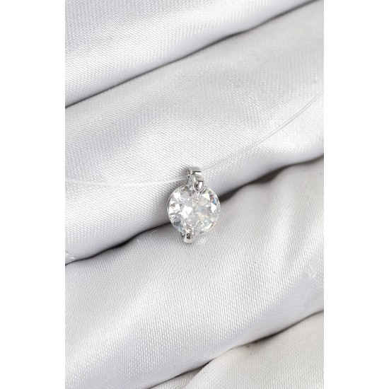 Misineli Zirkon Taşlı Model Gümüş Renk Hayalet Kolye - TJ-BKO10505