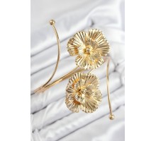 Pirinç Çiçekli Model Gold Renk Kadın Pazu Bileklik - TJ-BB7793
