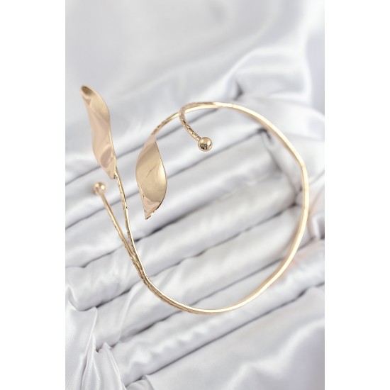 Pirinç Yaprak Model Gold Renk Kadın Pazu Bileklik - TJ-BB7794