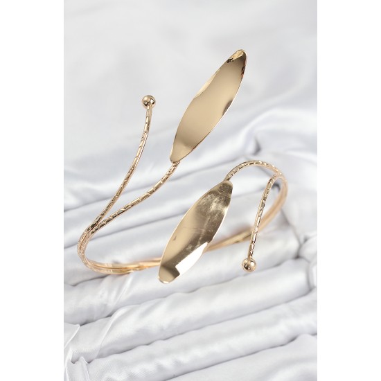 Pirinç Yaprak Model Gold Renk Kadın Pazu Bileklik - TJ-BB7794