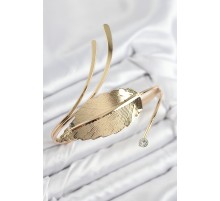 Pirinç Yaprak Model Gold Renk Kadın Pazu Bileklik - TJ-BB7796