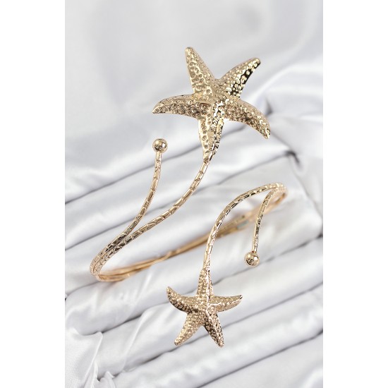 Pirinç Deniz Yıldızı Model Gold Renk Kadın Pazu Bileklik - TJ-BB7797