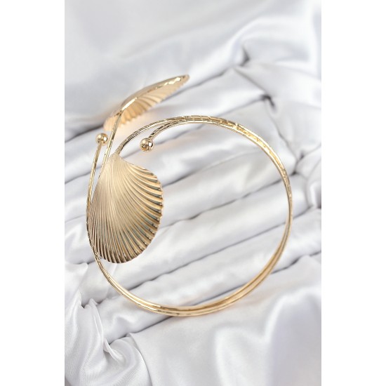 Pirinç İstiridye Model Gold Renk Kadın Pazu Bileklik - TJ-BB7798