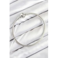 Pirinç Charm Topcuk Model Gümüş Renk Kadın Bileklik TJ-BB7801