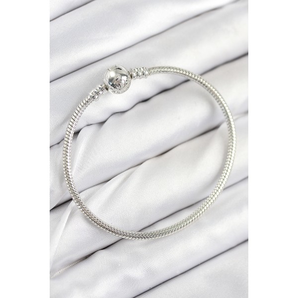 Pirinç Charm Topcuk Model Gümüş Renk Kadın Bileklik - TJ-BB7801