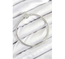 Pirinç Charm Zirkon Taşlı Taç Model Gümüş Renk Kadın Bileklik - TJ-BB7802