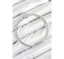 Pirinç Charm Zirkon Taşlı Taç Model Gümüş Renk Kadın Bileklik - TJ-BB7802