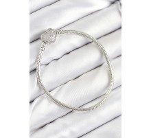 Pirinç Charm Zirkon Taşlı Kalp Model Gümüş Renk Kadın Bileklik - TJ-BB7803