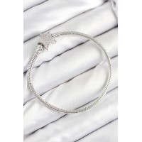 Pirinç Charm Zirkon Taşlı Yıldız Model Gümüş Renk Kadın Bileklik TJ-BB7804