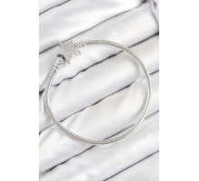 Pirinç Charm Zirkon Taşlı Yıldız Model Gümüş Renk Kadın Bileklik - TJ-BB7804