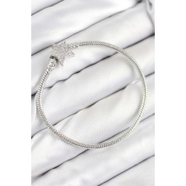 Pirinç Charm Zirkon Taşlı Yıldız Model Gümüş Renk Kadın Bileklik TJ-BB7804