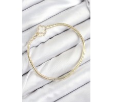 Pirinç Charm Zirkon Taşlı Yonca Model Gold Renk Kadın Bileklik - TJ-BB7805