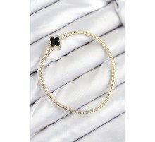 Pirinç Charm Zirkon Taşlı Yonca Model Gold Renk Kadın Bileklik - TJ-BB7806