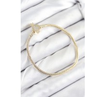 Pirinç Charm Zirkon Taşlı Taç Model Gold Renk Kadın Bileklik - TJ-BB7808