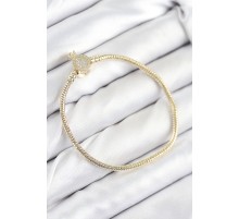 Pirinç Charm Zirkon Taşlı Taç Model Gold Renk Kadın Bileklik - TJ-BB7808