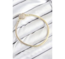 Pirinç Charm Zirkon Taşlı Kalp Model Gold Renk Kadın Bileklik TJ-BB7809