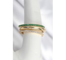 Pirinç Gold Renk Zirkon Taşlı 4'Lü Kadın Yüzük - TJ-BYK3831