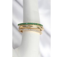 Pirinç Gold Renk Zirkon Taşlı 4'Lü Kadın Yüzük - TJ-BYK3831