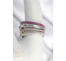 Pirinç Gümüş Renk Zirkon Taşlı 4'Lü Kadın Yüzük - TJ-BYK3828