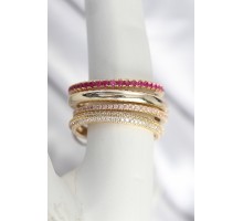 Pirinç Zirkon Taşlı Mix Renk 3'Lü Kadın Yüzük - TJ-BYK3827