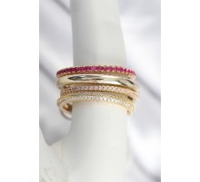 Pirinç Zirkon Taşlı Mix Renk 3'Lü Kadın Yüzük - TJ-BYK3827