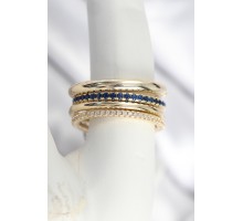 Pirinç Zirkon Taşlı Mix Renk 3'Lü Kadın Yüzük - TJ-BYK3826