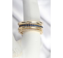 Pirinç Zirkon Taşlı Mix Renk 3'Lü Kadın Yüzük - TJ-BYK3826