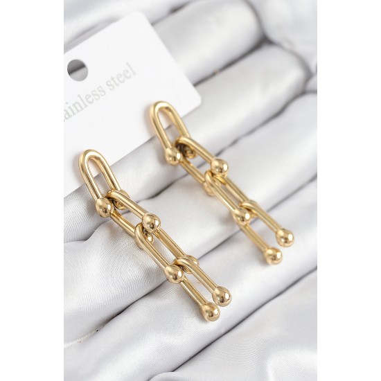 316L Çelik Sallantılı Tifany Model Gold Renk Kadın Küpe - TJ-BKP11213