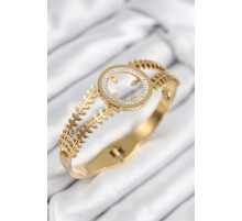 316L Çelik Zirkon Taşlı Takılabilir Gold Renk Kelepçe - TJ-BB7820