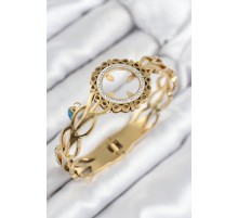 316L Çelik Zirkon Taşlı Takılabilir Gold Renk Kelepçe - TJ-BB7822