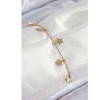 316L Çelik Sıralı Yıldız Model Gold Renk Kadın Bileklik - TJ-BB7825