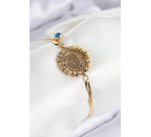 316L Çelik Nazar Boncuk Detaylı Hayat Ağacı Model İtalyan Zincir Gold Renk Kadın Bileklik - TJ-BB7827