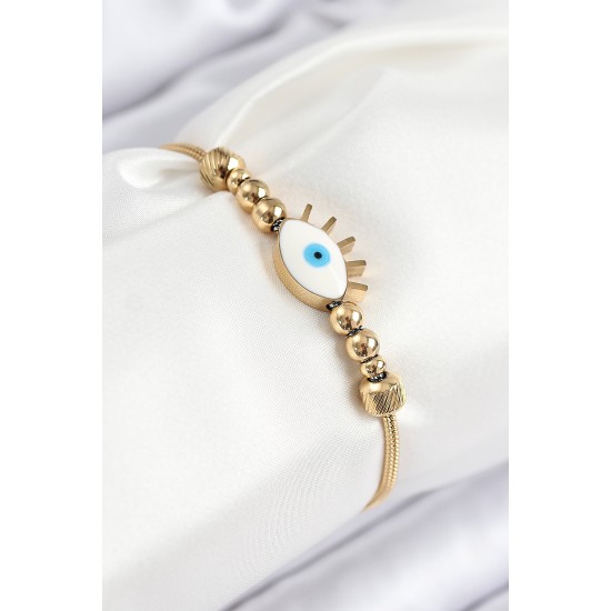 316L Çelik Göz Charm Model Gold Renk Kadın Bileklik - TJ-BB7844