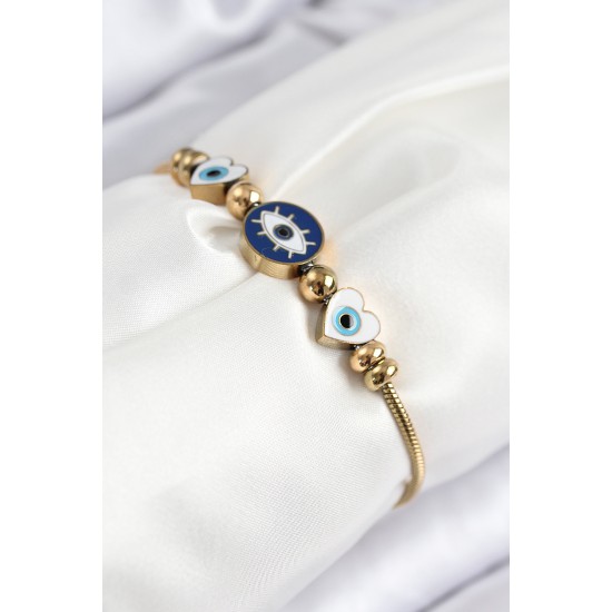 316L Çelik Göz Charm Model Gold Renk Kadın Bileklik - TJ-BB7843