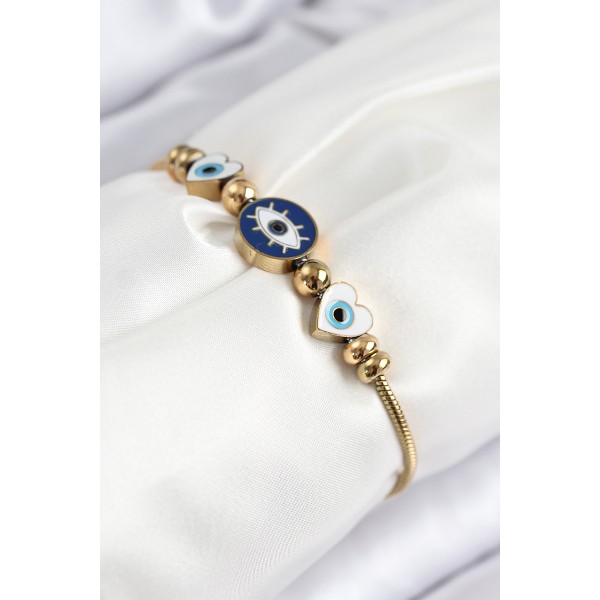 316L Çelik Göz Charm Model Gold Renk Kadın Bileklik - TJ-BB7843