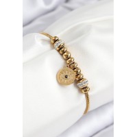 316L Çelik Zirkon Taşlı Göz Charm Model Gold Renk Kadın Bileklik TJ-BB7842