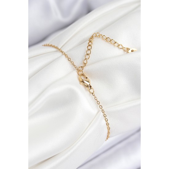 316L Çelik Nazar Boncuğu Model Gold Renk Kadın Bileklik - TJ-BB7841