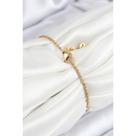 316L Çelik Nazar Boncuğu Model Gold Renk Kadın Bileklik - TJ-BB7840