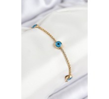 316L Çelik Nazar Boncuğu Model Gold Renk Kadın Bileklik - TJ-BB7840