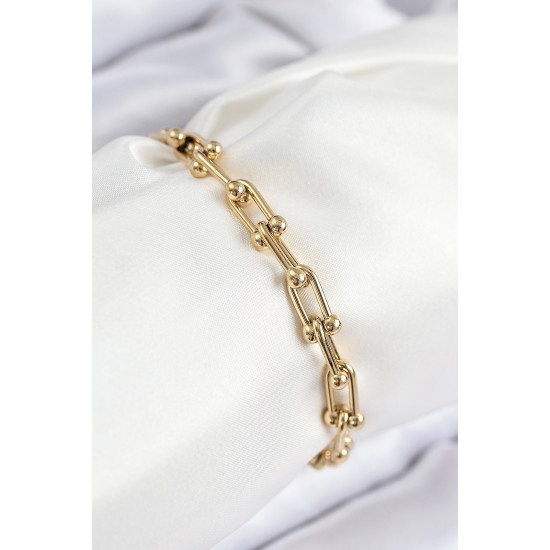 316L Çelik Tifany Zincir Model Gold Renk Kadın Bileklik - TJ-BB7834