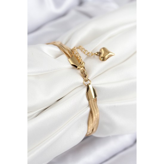 316L Çelik Örgü İtalyan Zincir Model Gold Renk Kadın Bileklik - TJ-BB7835