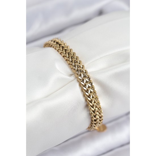 316L Çelik Örme Zincir Model Gold Renk Kadın Bileklik - TJ-BB7831