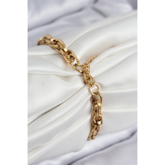 316L Çelik Örgü Model Gold Renk Kadın Bileklik - TJ-BB7833