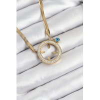 316L Çelik Zirkon Taşlı Takılabilir Gold Renk Kadın Kolye TJ-BKO10506