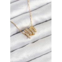 316L Çelik Zirkon Taşlı Sarmal Model Gold Renk Kadın Kolye TJ-BKO10512