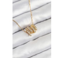 316L Çelik Zirkon Taşlı Sarmal Model Gold Renk Kadın Kolye - TJ-BKO10512